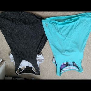 Blue and Gray Tank Top with Built-In Bra (M)